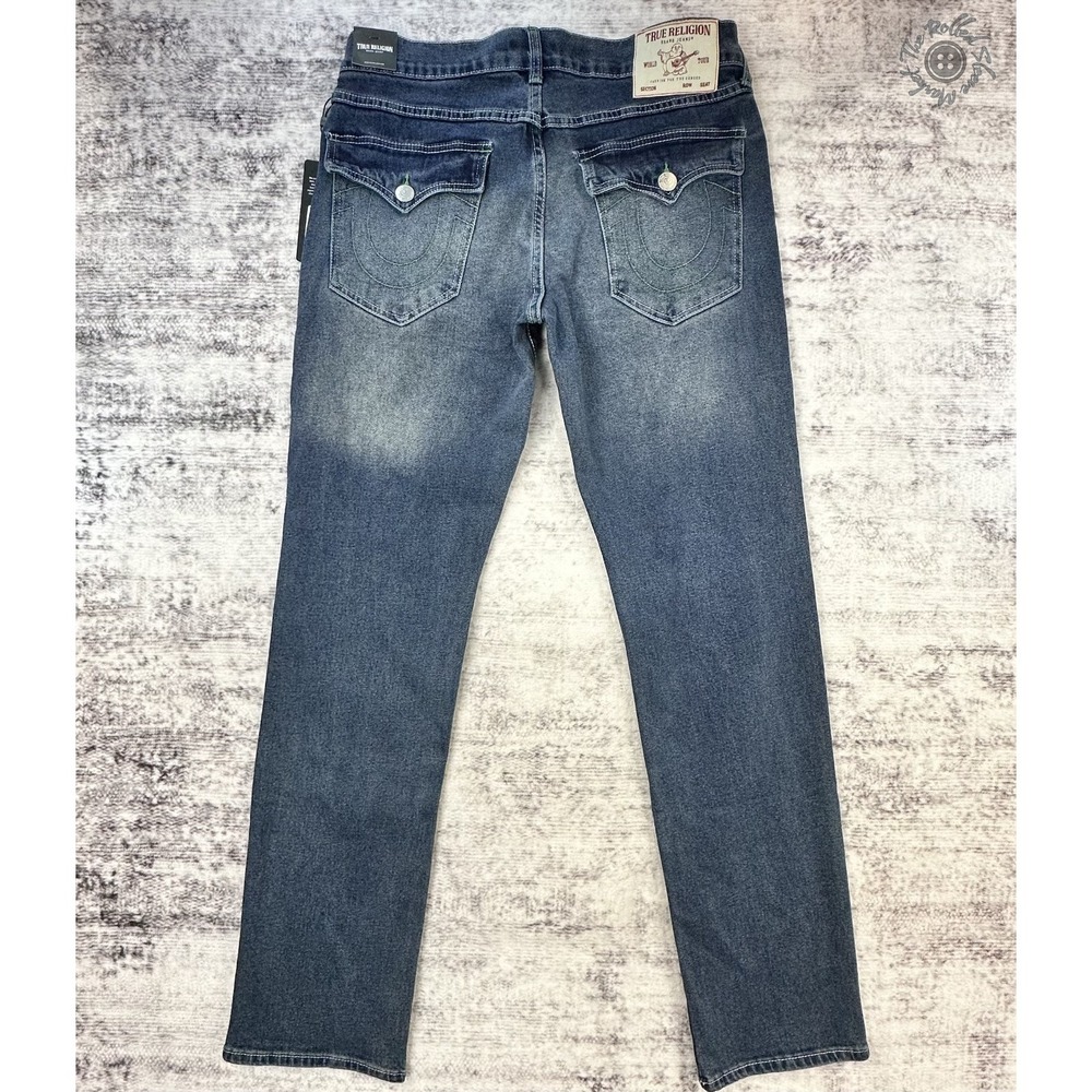 NWT True Religion Ricky SN Flap Straight Jeans 32x34 Dark Woodland MSRP $164 - Picture 9 of 12